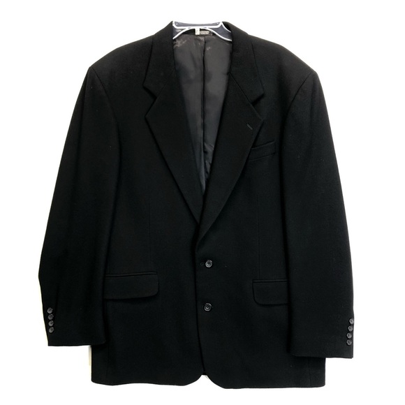 Oscar de la Renta Black Wool Cashmere Nylon Blazer Sport Coat Men's 42L 2-Button - Picture 1 of 5
